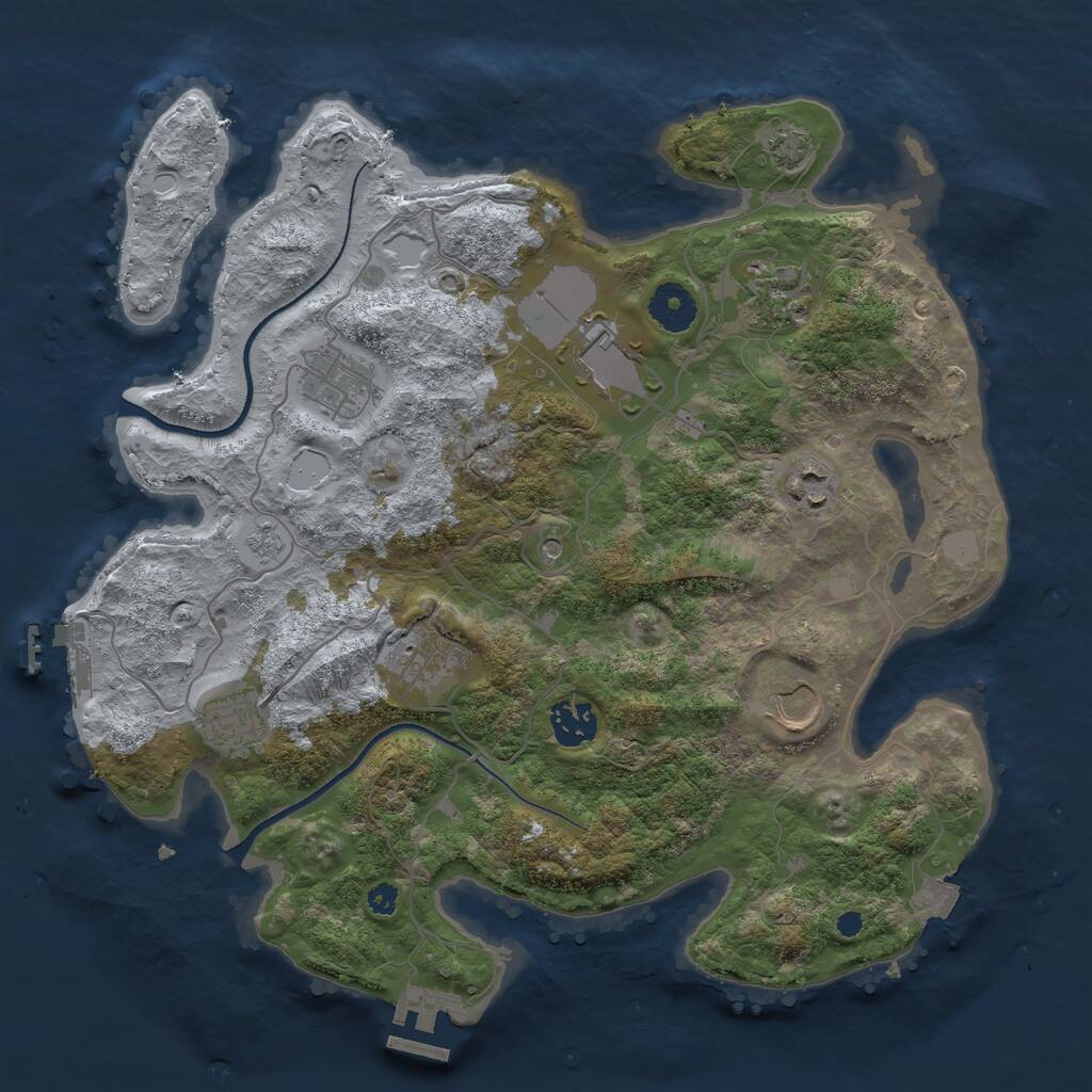 Rust Map: Procedural Map, Size: 3500, Seed: 4389622, 14 Monuments