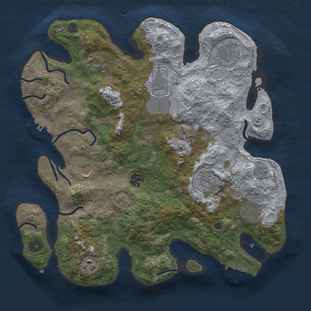Rust Map: Procedural Map, Size: 3500, Seed: 1462410245, 18 Monuments