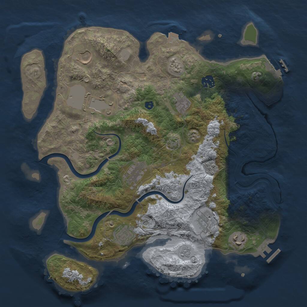 Rust Map: Procedural Map, Size: 3500, Seed: 20247410, 15 Monuments