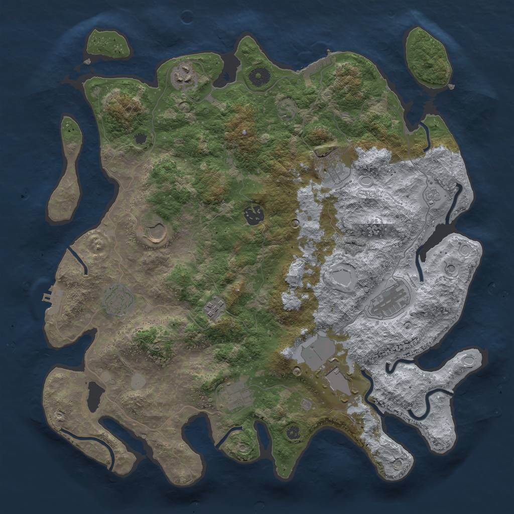 Rust Map: Procedural Map, Size: 3900, Seed: 51368792, 18 Monuments
