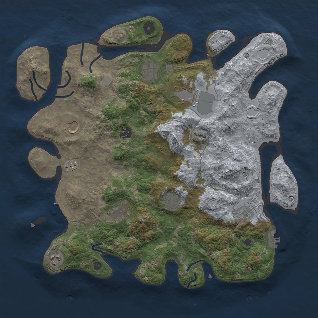 Rust Map: Procedural Map, Size: 3850, Seed: 38545, 18 Monuments