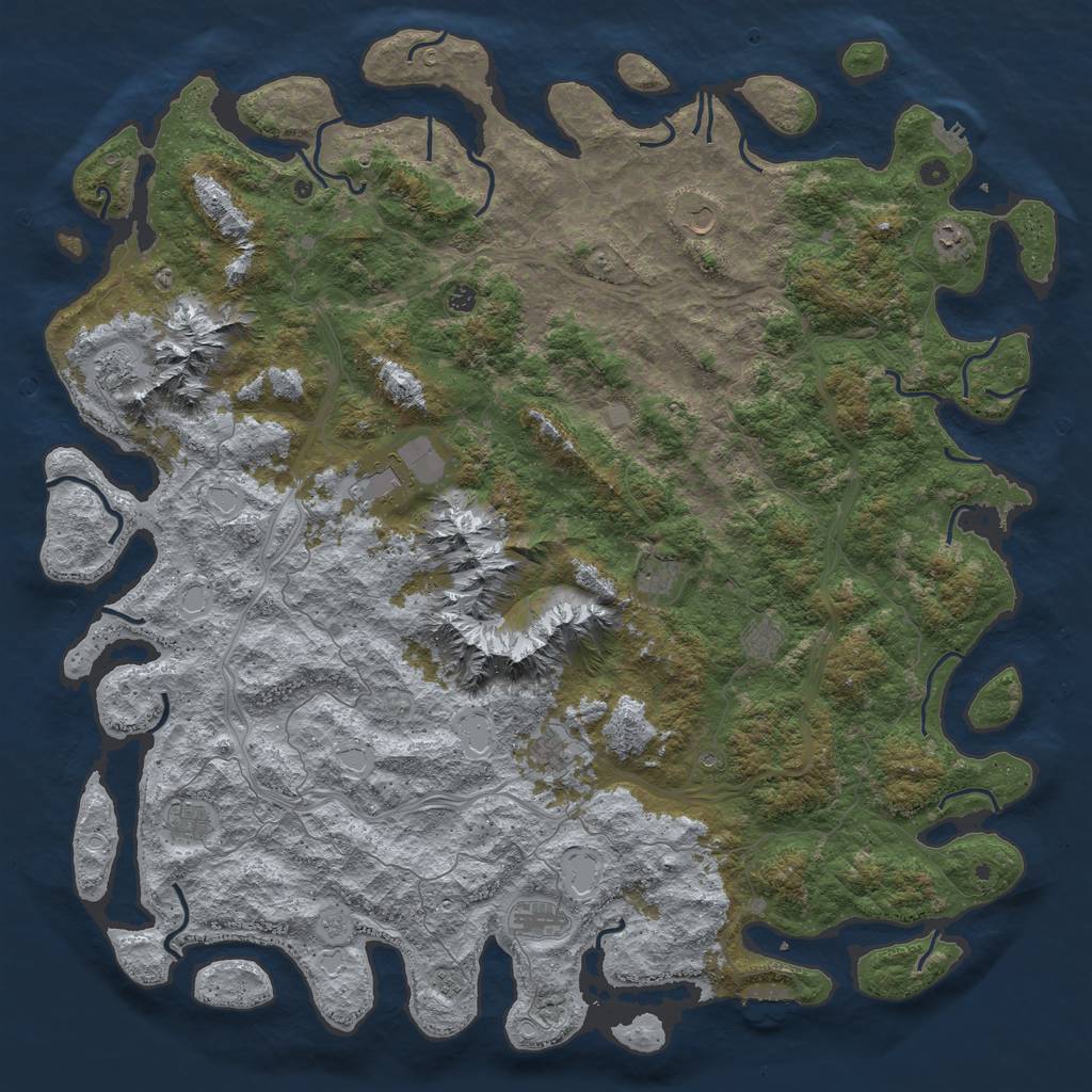 Rust Map: Procedural Map, Size: 6000, Seed: 1037621063, 20 Monuments