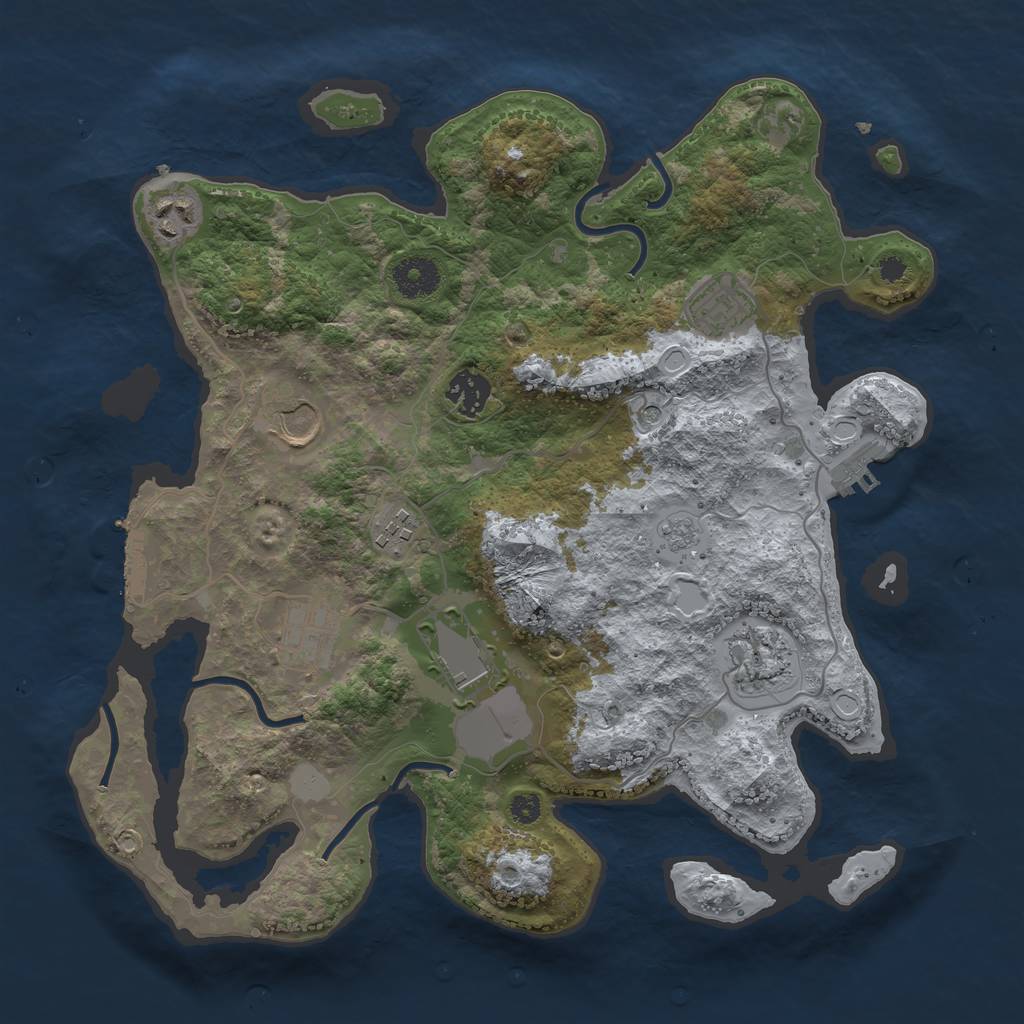 Rust Map: Procedural Map, Size: 3500, Seed: 1607329774, 17 Monuments