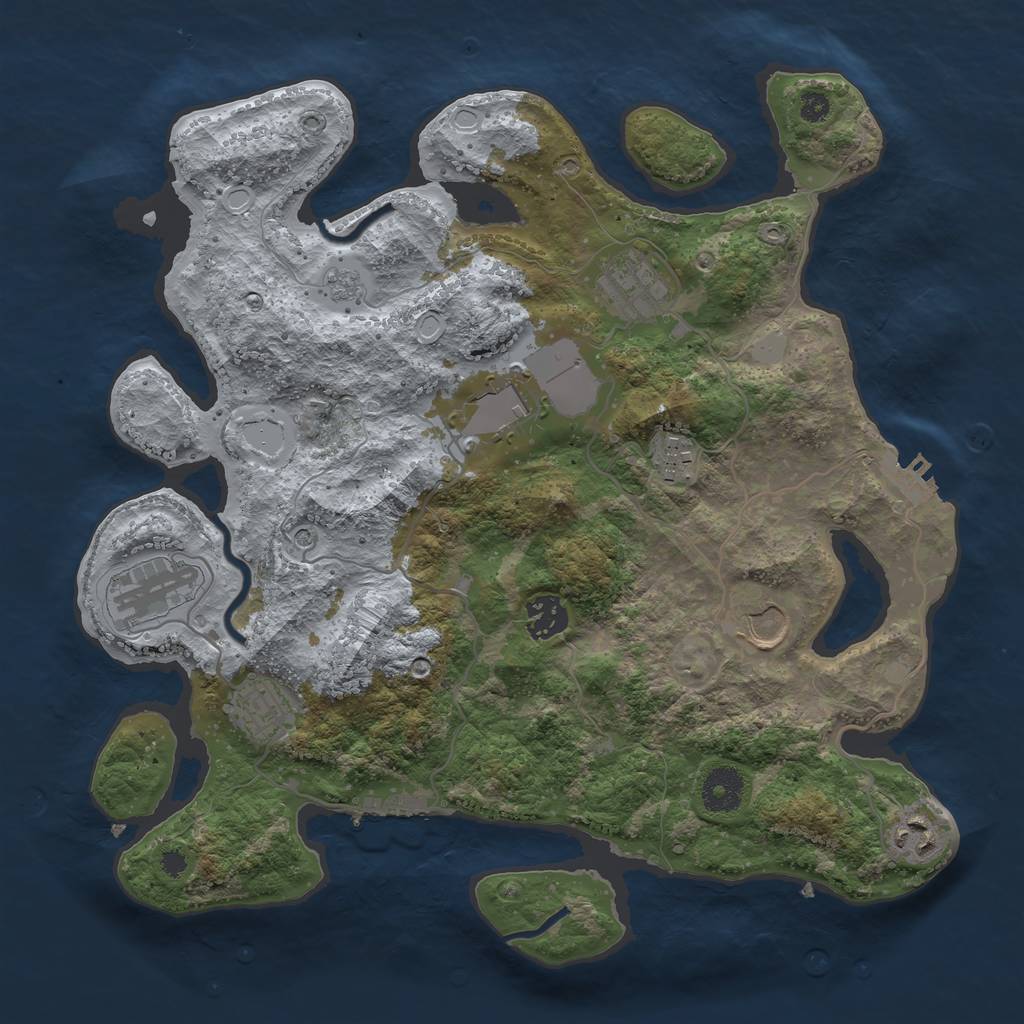 Rust Map: Procedural Map, Size: 3500, Seed: 50553372, 17 Monuments