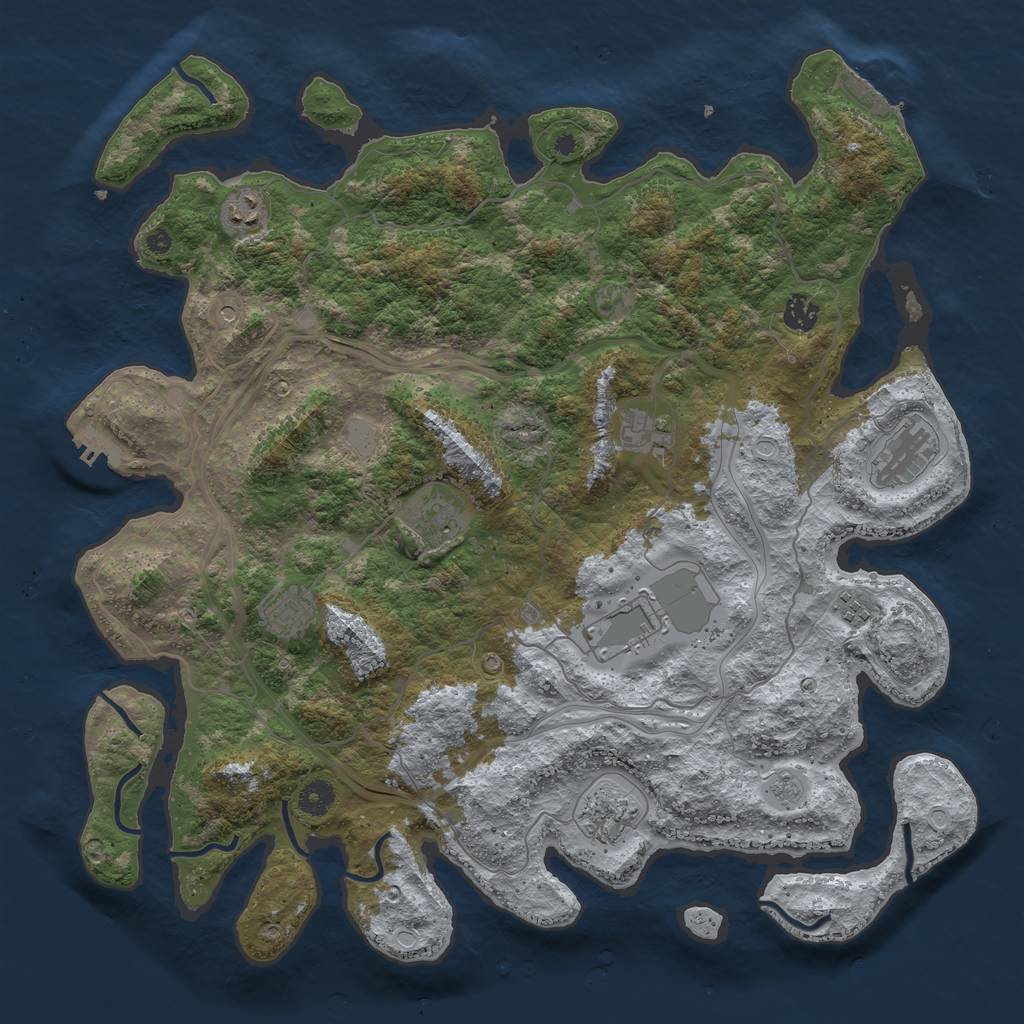 Rust Map: Procedural Map, Size: 4300, Seed: 2011792953, 18 Monuments