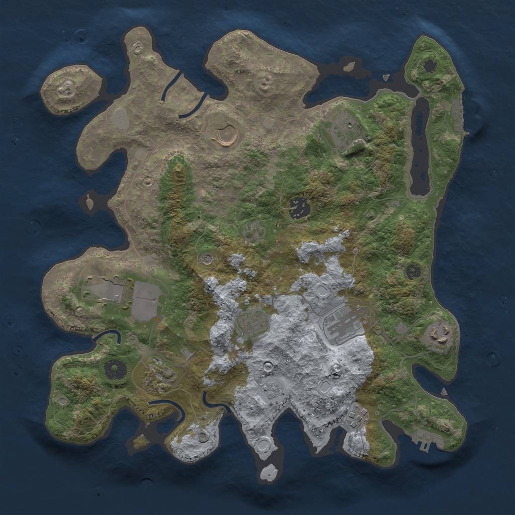 Rust Map: Procedural Map, Size: 3500, Seed: 19153029, 16 Monuments