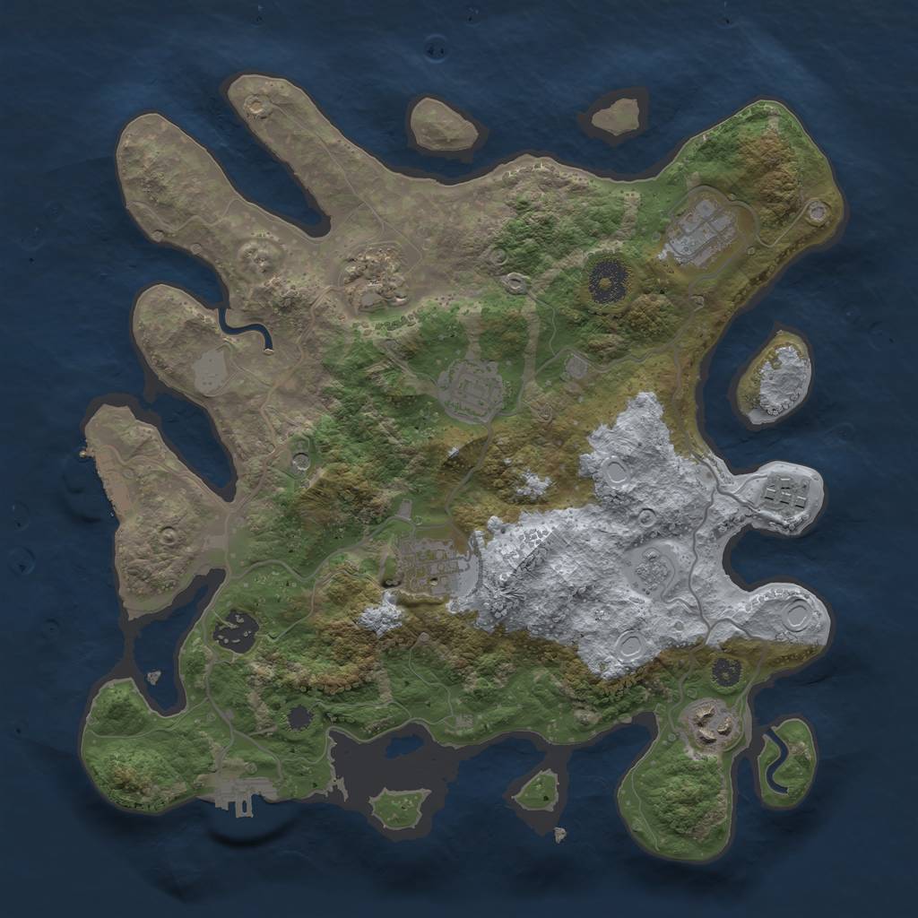 Rust Map: Procedural Map, Size: 3250, Seed: 113964850, 16 Monuments