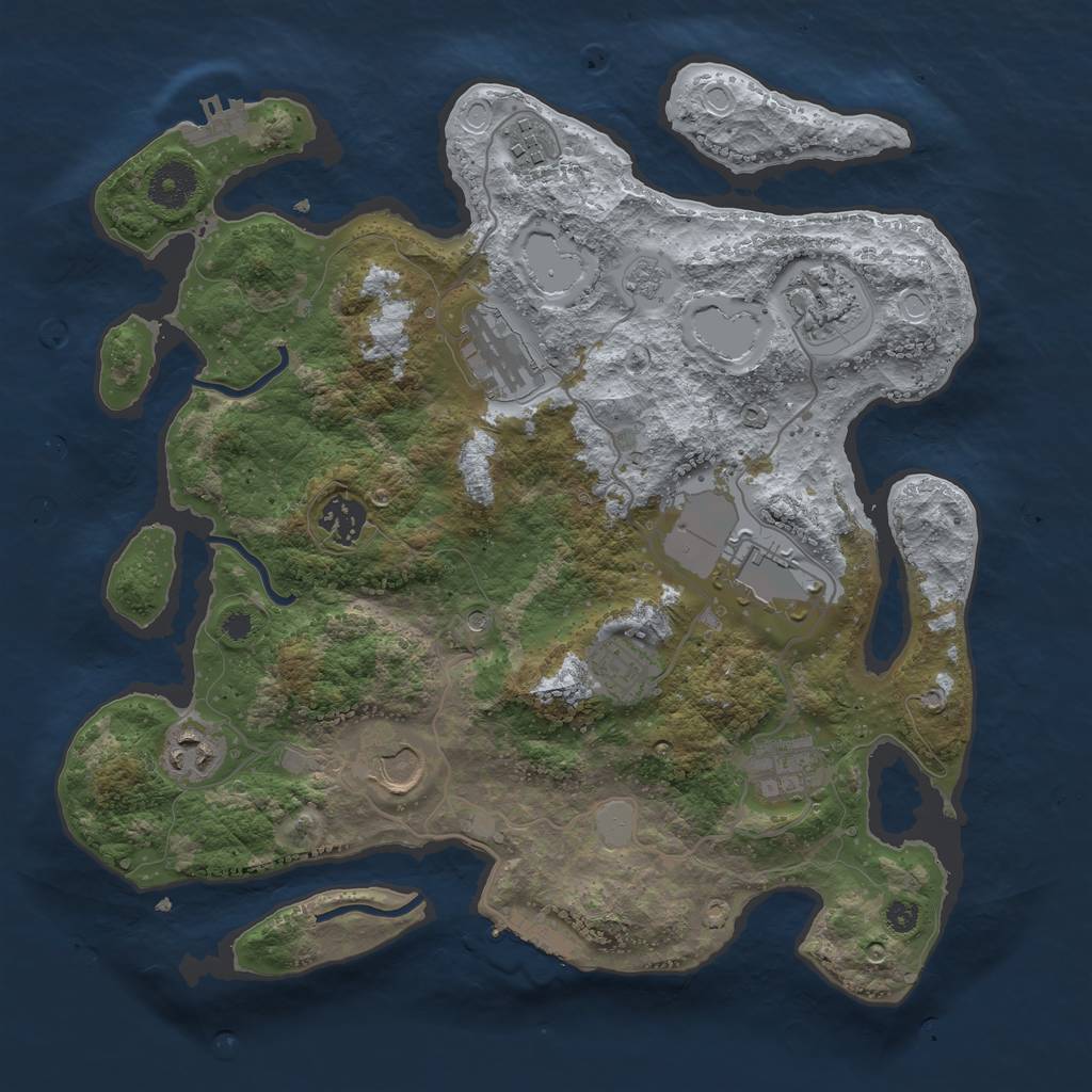 Rust Map: Procedural Map, Size: 3500, Seed: 1122472369, 18 Monuments