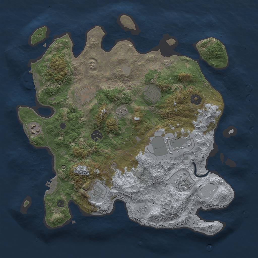 Rust Map: Procedural Map, Size: 3500, Seed: 455113097, 17 Monuments