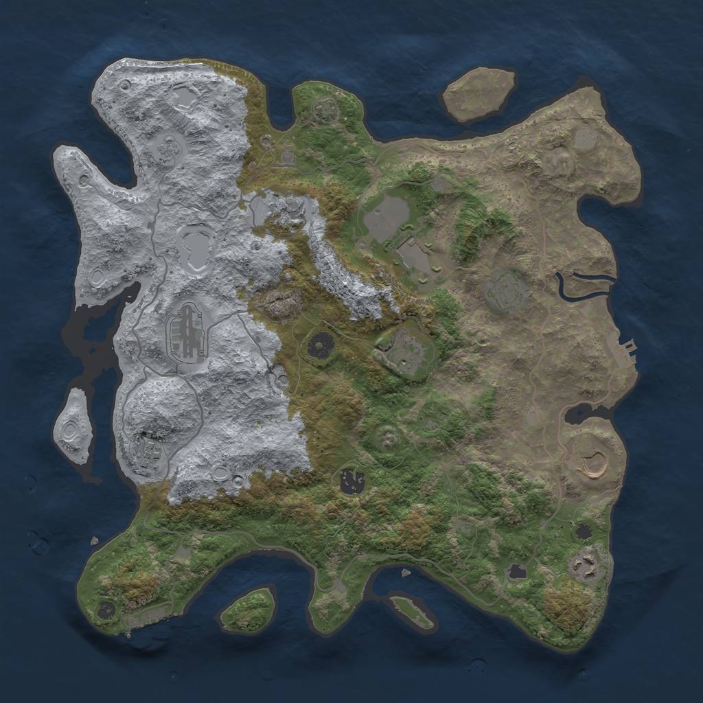 Rust Map: Procedural Map, Size: 4000, Seed: 51275320, 17 Monuments