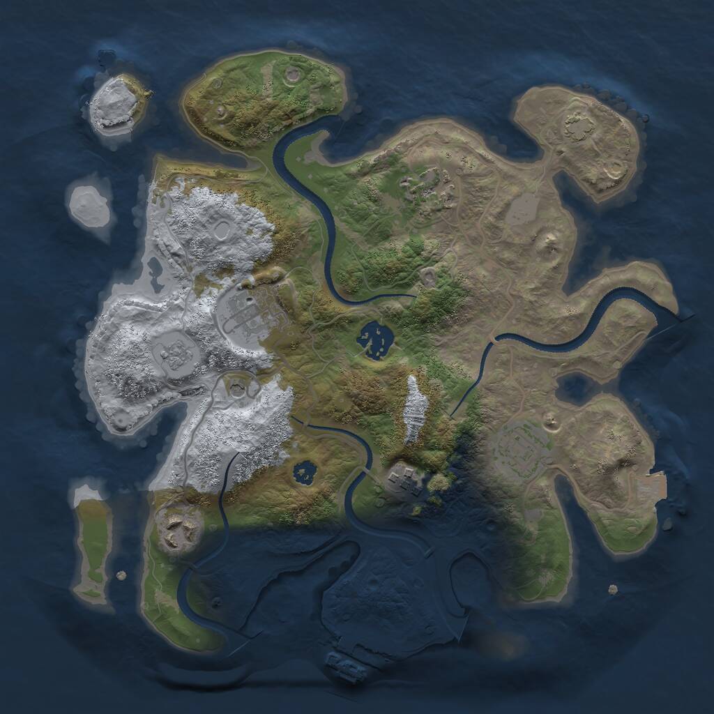 Rust Map: Procedural Map, Size: 3000, Seed: 1909324746, 11 Monuments