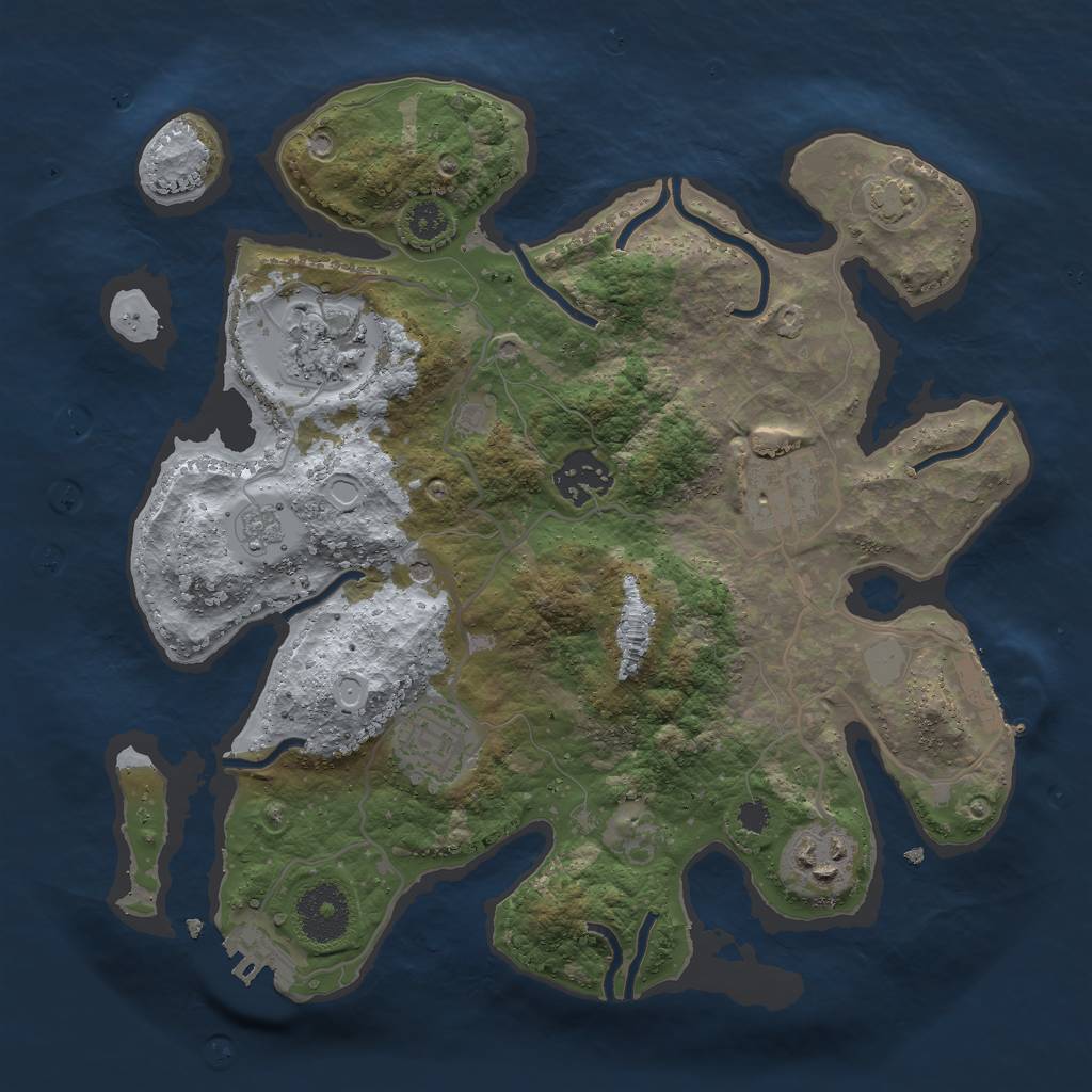 Rust Map: Procedural Map, Size: 3000, Seed: 1909324746, 13 Monuments