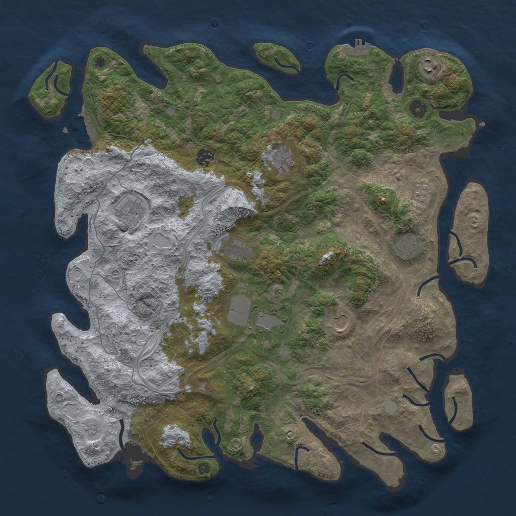 Rust Map: Procedural Map, Size: 4500, Seed: 278562748, 16 Monuments