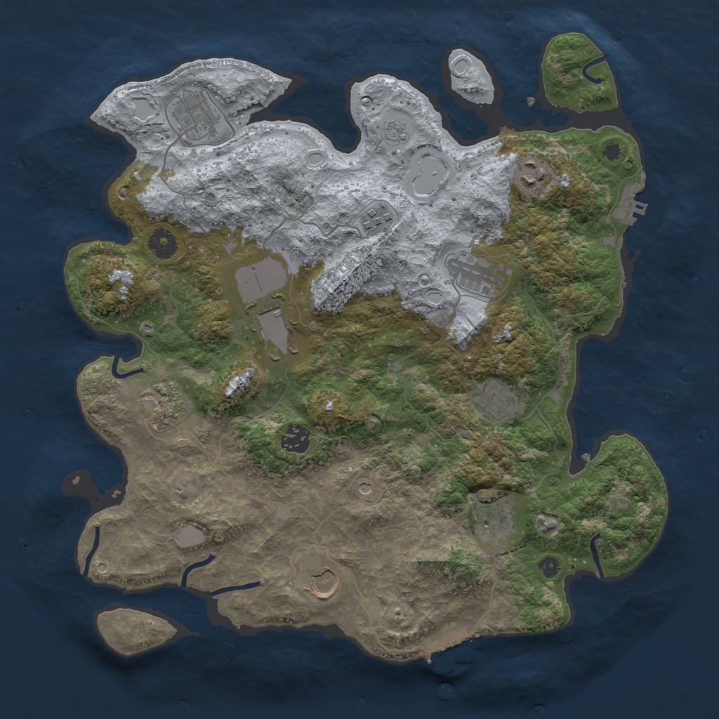 Rust Map: Procedural Map, Size: 3700, Seed: 187448638, 17 Monuments