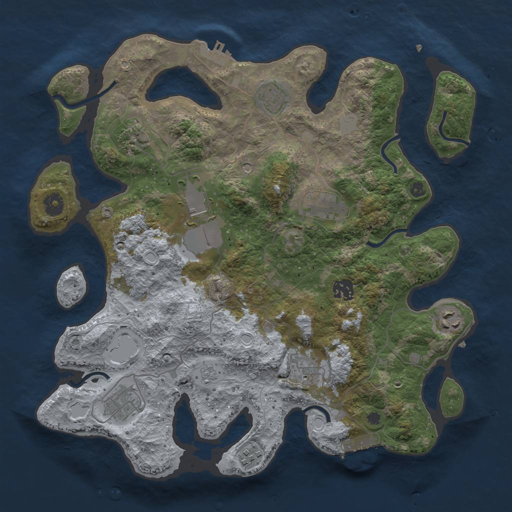 Rust Map: Procedural Map, Size: 3500, Seed: 79453351, 18 Monuments