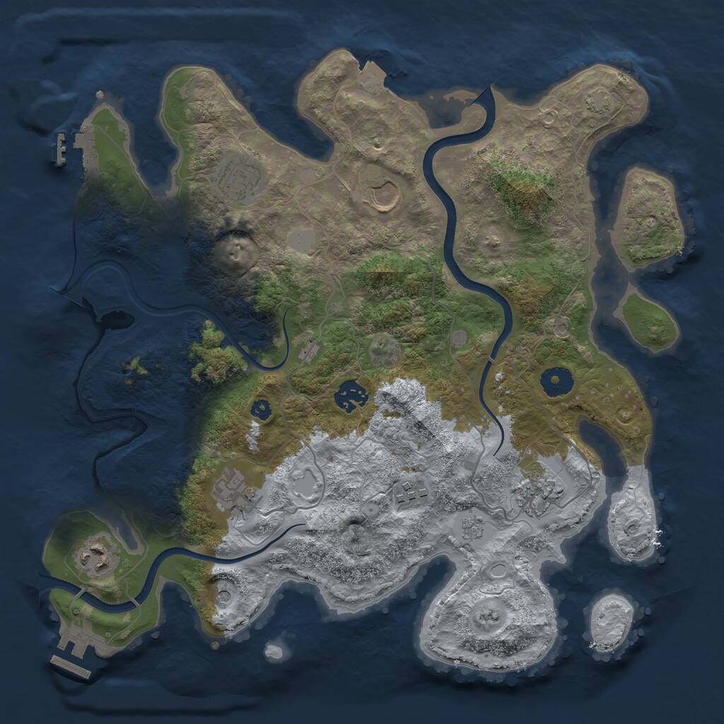 Rust Map: Procedural Map, Size: 3500, Seed: 27206478, 13 Monuments