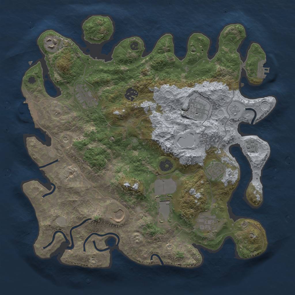 Rust Map: Procedural Map, Size: 3500, Seed: 6434157, 18 Monuments