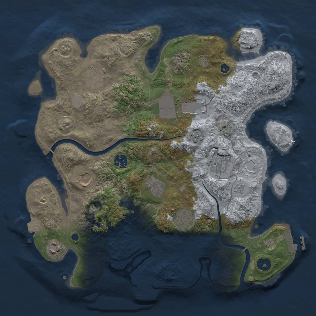 Rust Map: Procedural Map, Size: 3500, Seed: 1889116270, 16 Monuments