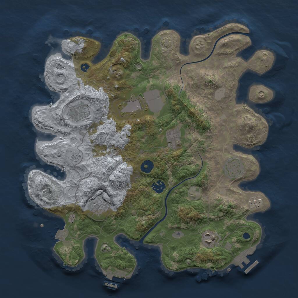 Rust Map: Procedural Map, Size: 3500, Seed: 73946530, 14 Monuments