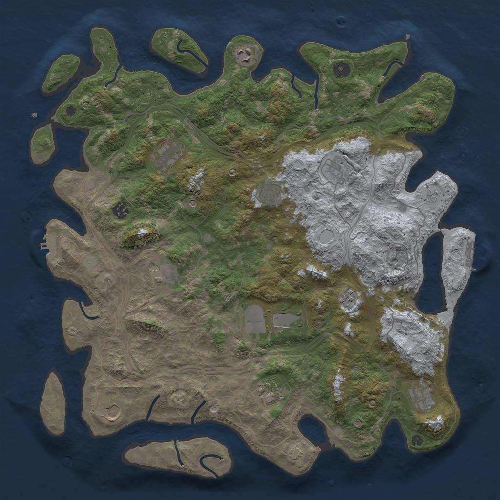 Rust Map: Procedural Map, Size: 4500, Seed: 1466159472, 19 Monuments