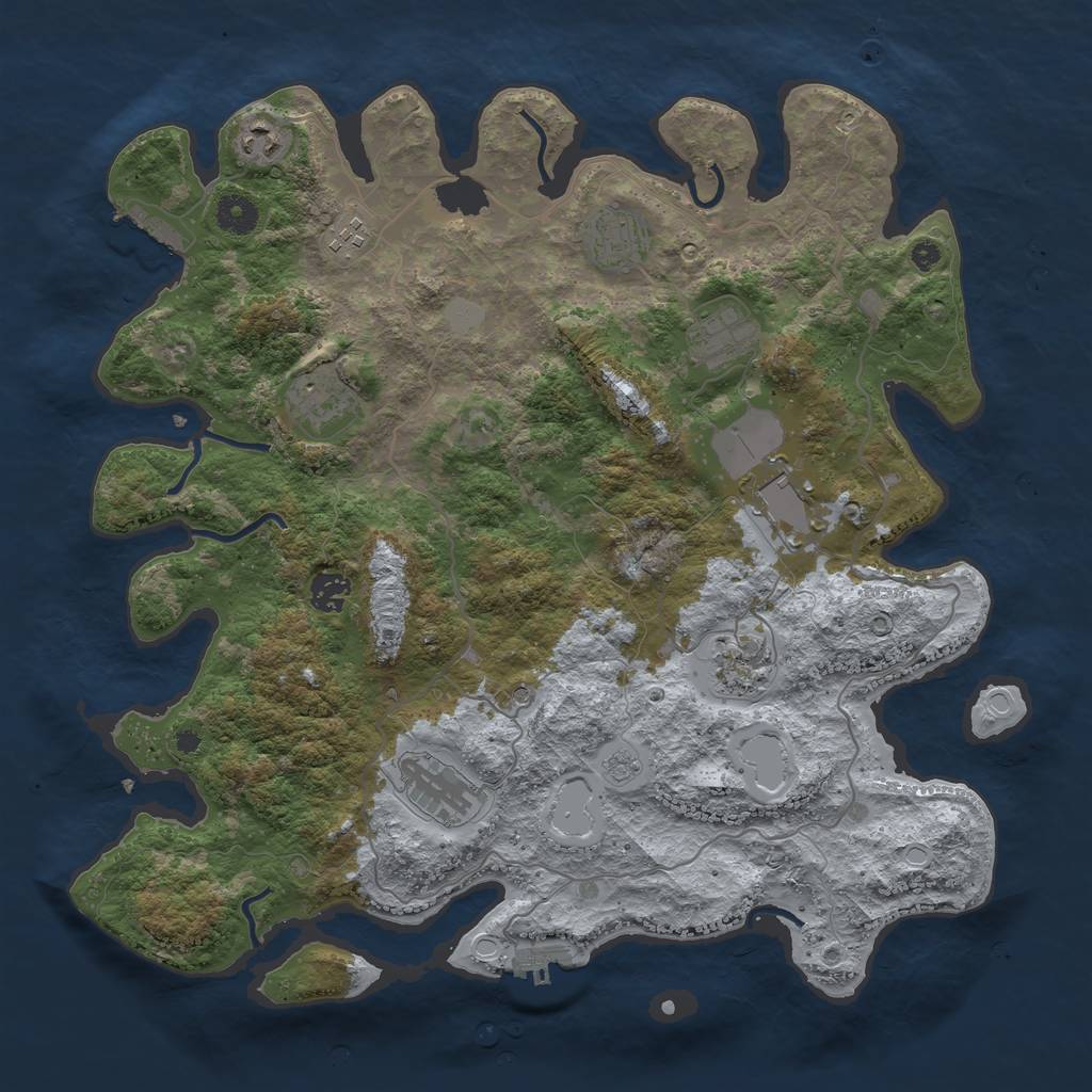 Rust Map: Procedural Map, Size: 4000, Seed: 1281, 18 Monuments