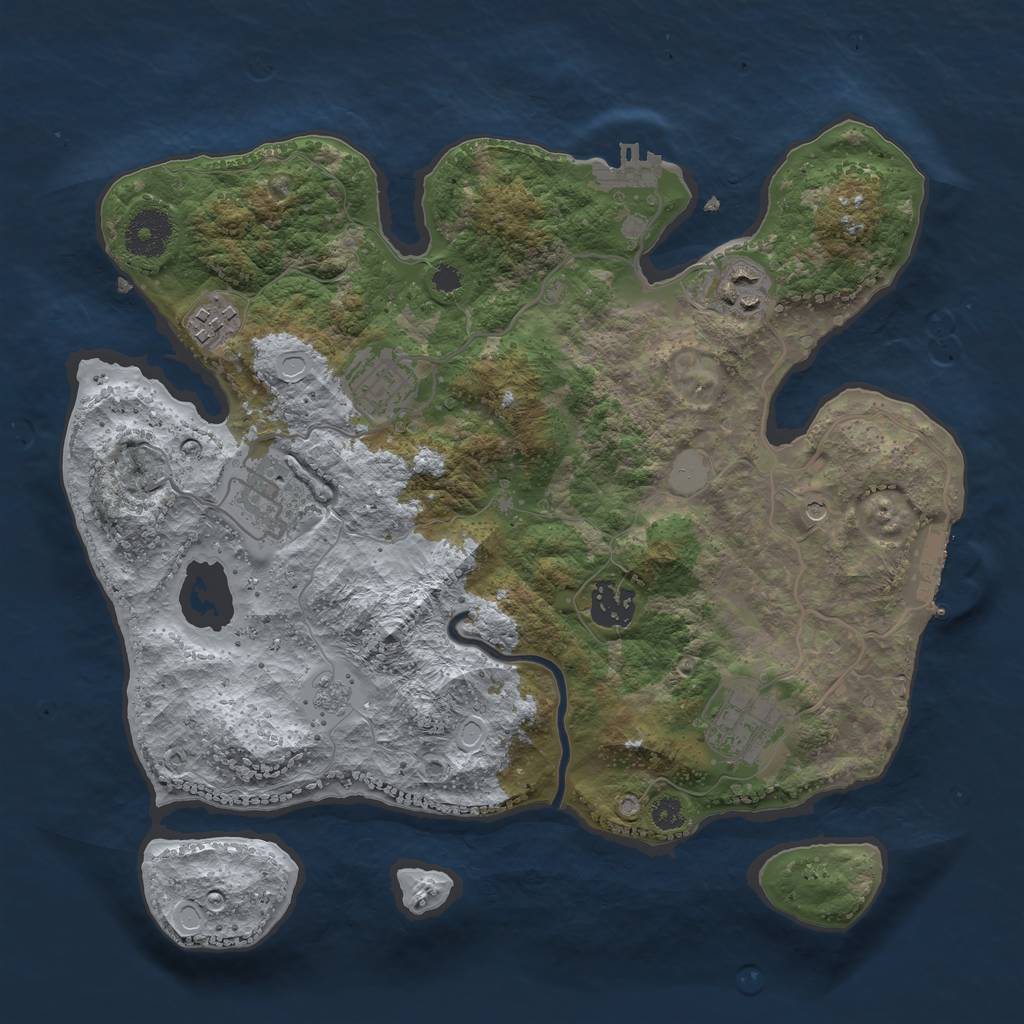 Rust Map: Procedural Map, Size: 3250, Seed: 1064075046, 13 Monuments