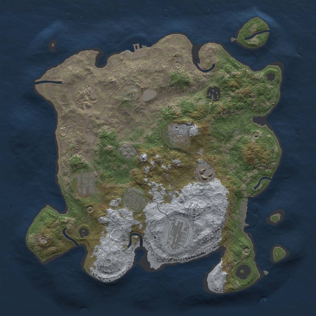 Rust Map: Procedural Map, Size: 3250, Seed: 102159, 16 Monuments