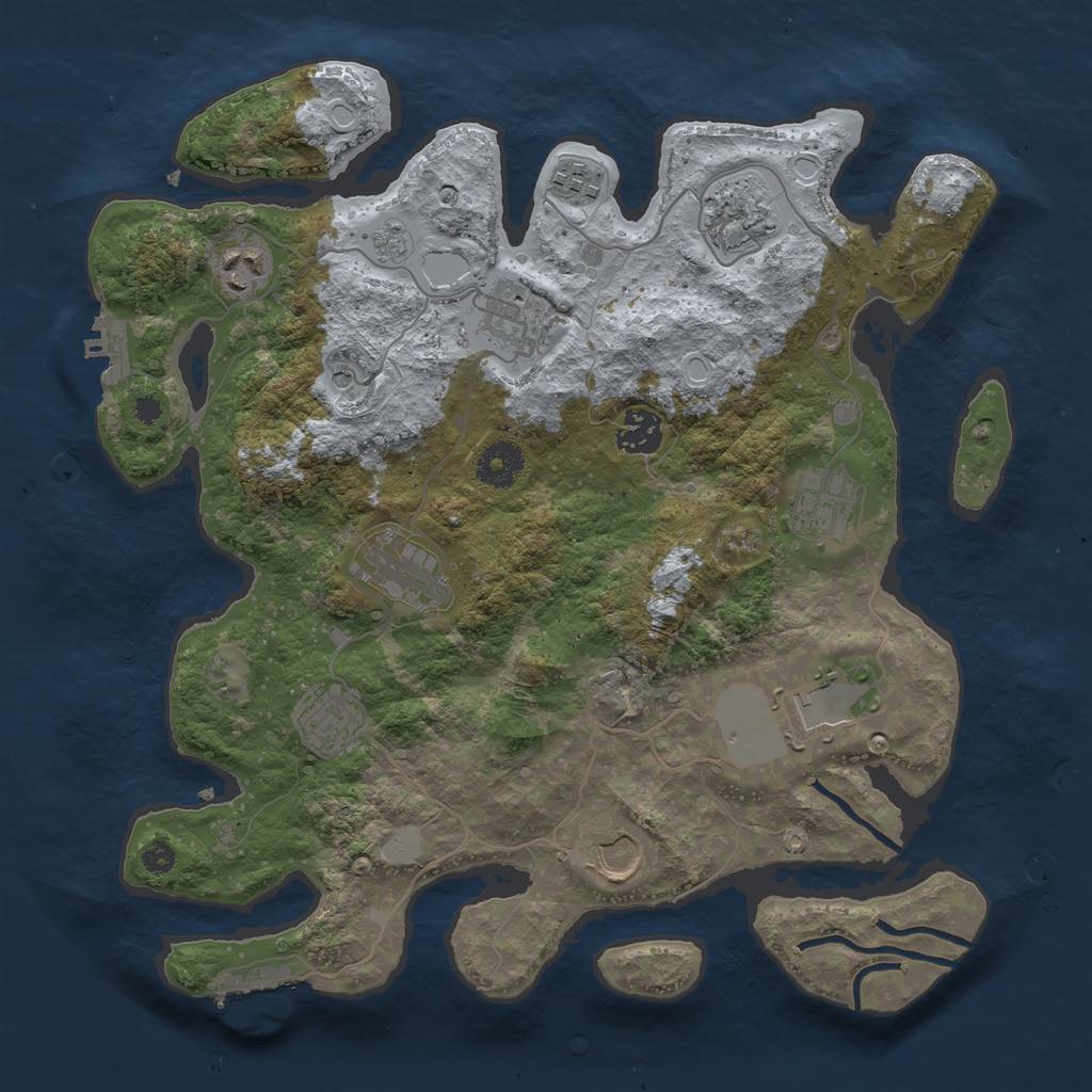 Rust Map: Procedural Map, Size: 3500, Seed: 33839401, 19 Monuments