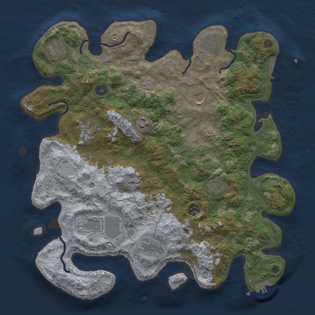 Rust Map: Procedural Map, Size: 4000, Seed: 120443077, 19 Monuments