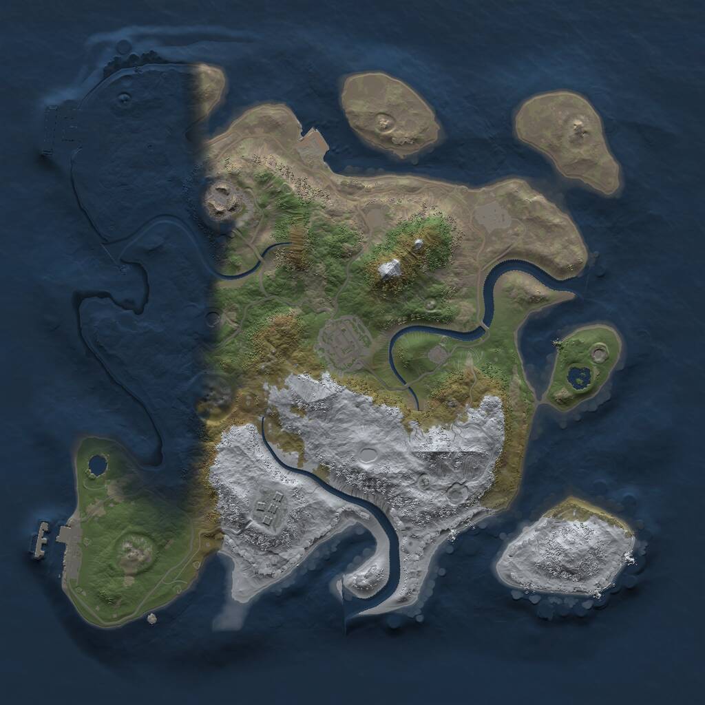 Rust Map: Procedural Map, Size: 3000, Seed: 27201, 7 Monuments