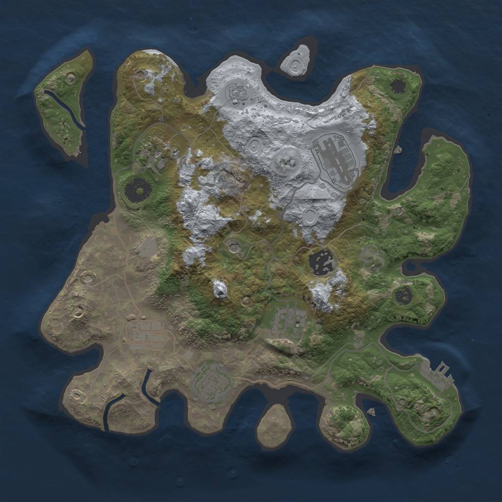 Rust Map: Procedural Map, Size: 3000, Seed: 153618977, 14 Monuments