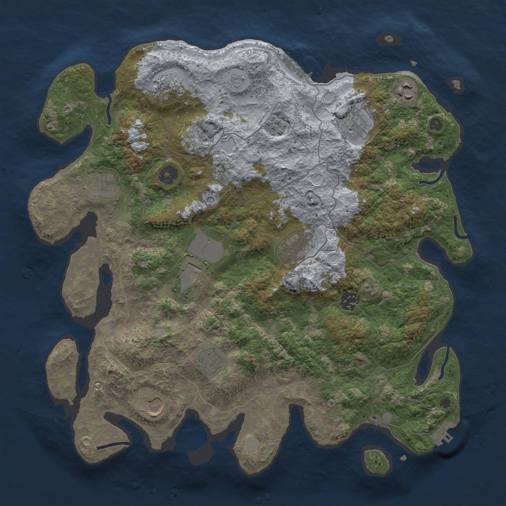 Rust Map: Procedural Map, Size: 4000, Seed: 1054858491, 17 Monuments