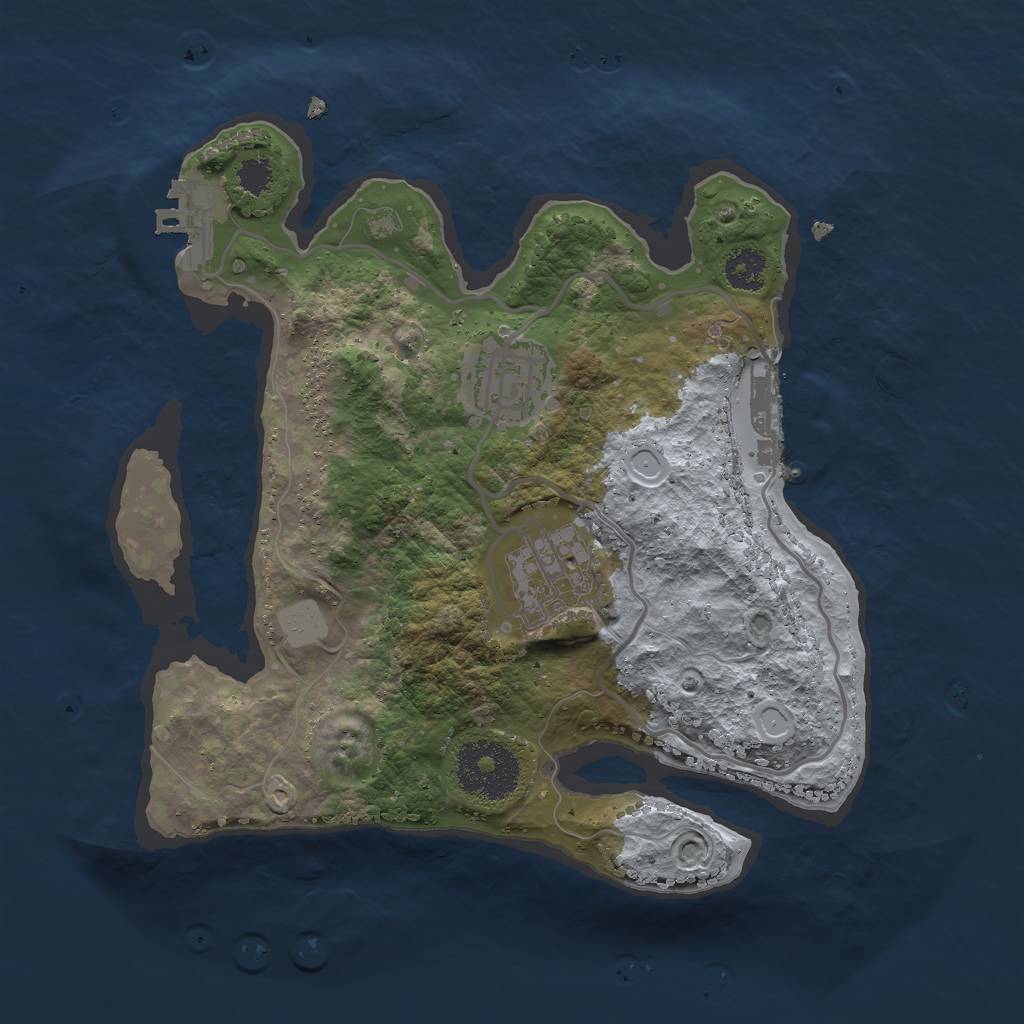 Rust Map: Procedural Map, Size: 2500, Seed: 2083643940, 7 Monuments