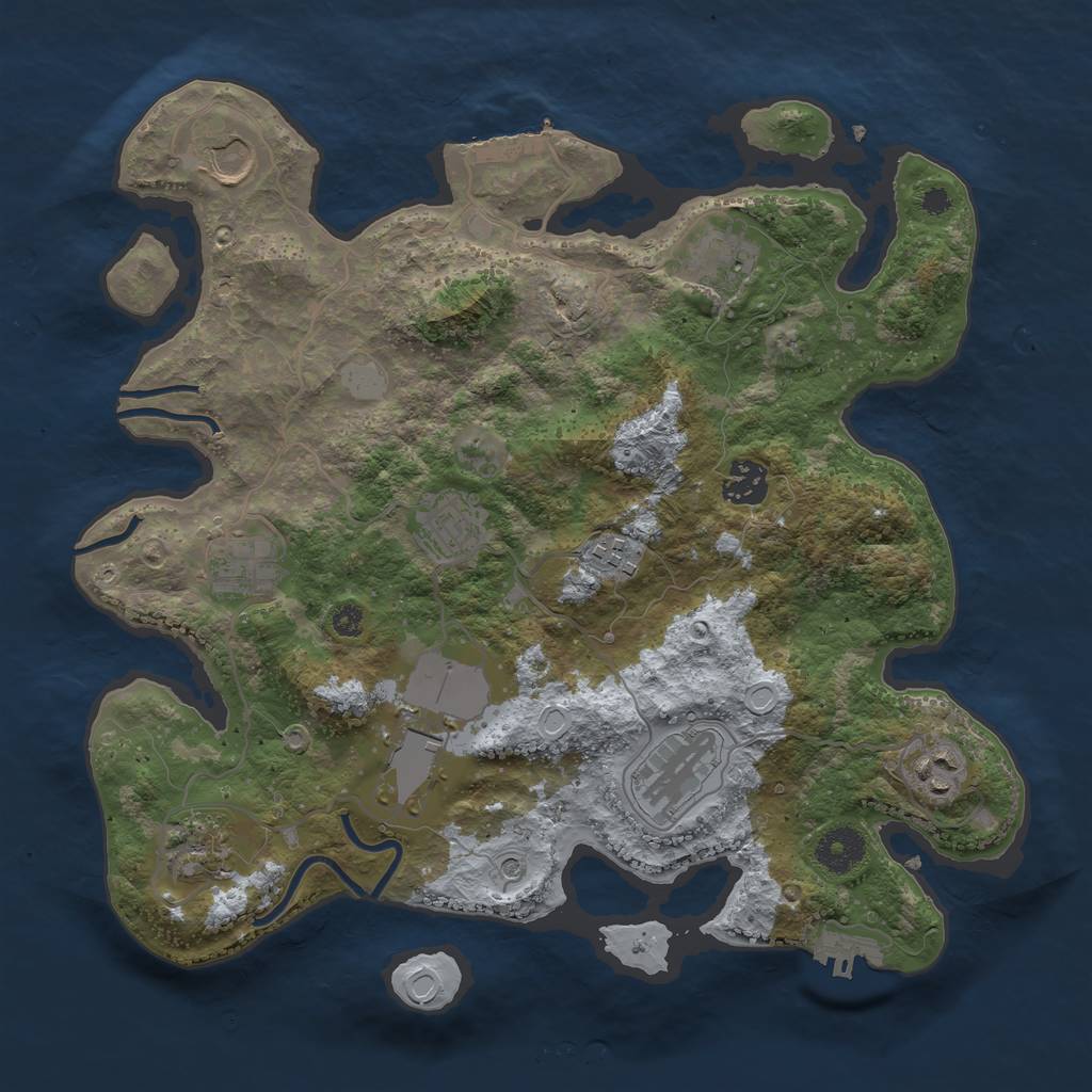 Rust Map: Procedural Map, Size: 3500, Seed: 1029717063, 16 Monuments