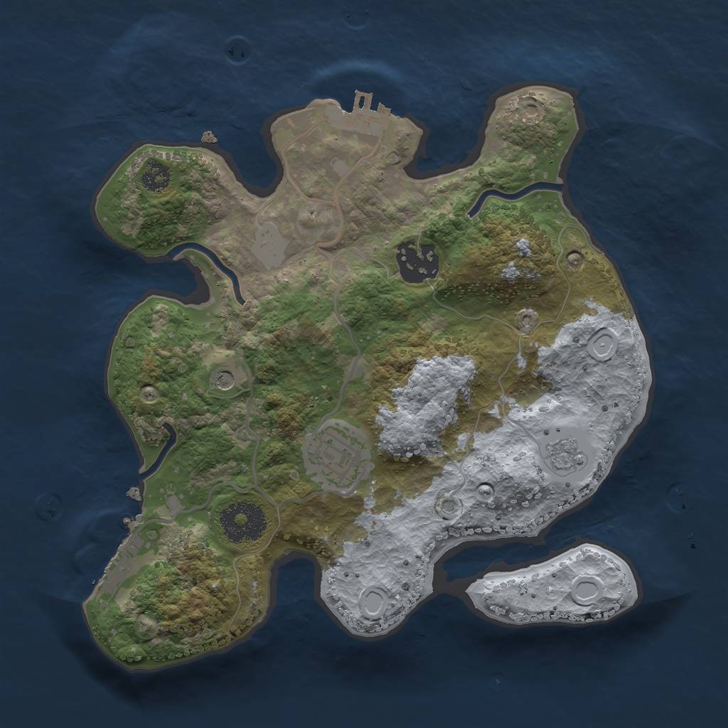 Rust Map: Procedural Map, Size: 2500, Seed: 2146997449, 9 Monuments