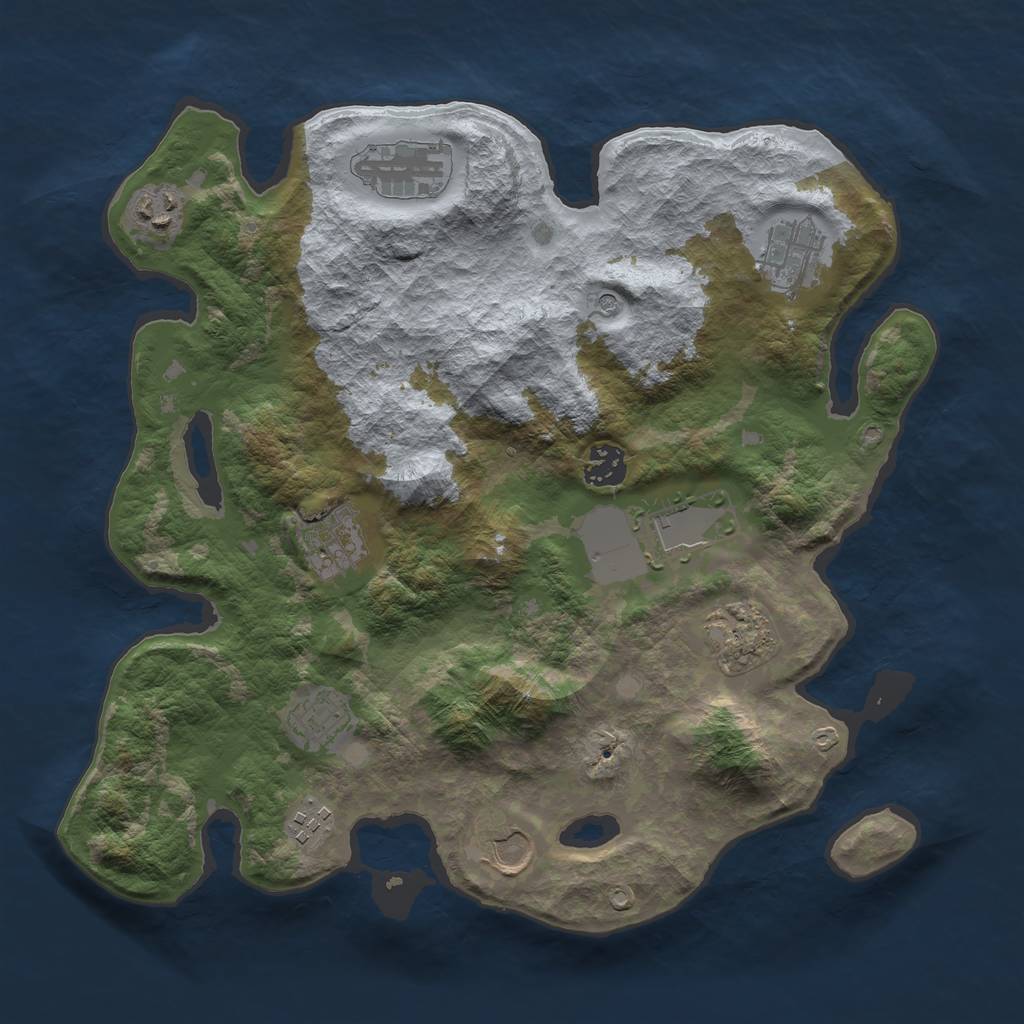Rust Map: Barren, Size: 3500, Seed: 756534598, 13 Monuments