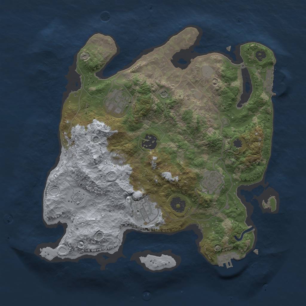 Rust Map: Procedural Map, Size: 3000, Seed: 1893937683, 11 Monuments