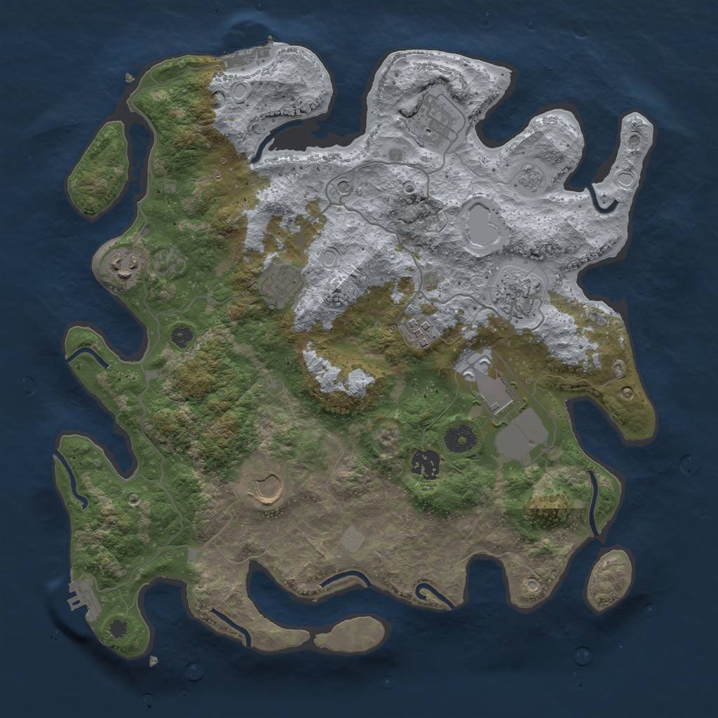 Rust Map: Procedural Map, Size: 3600, Seed: 69, 15 Monuments