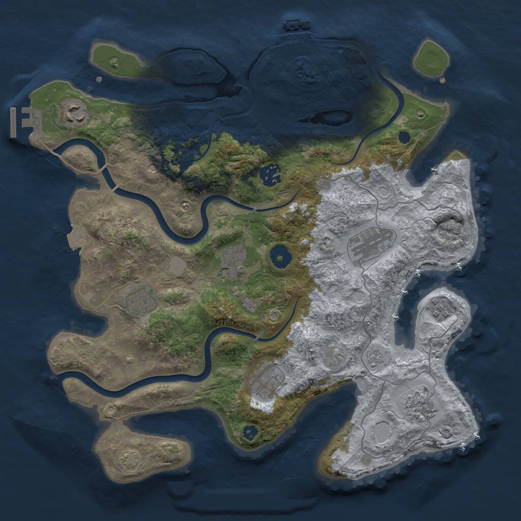 Rust Map: Procedural Map, Size: 3500, Seed: 118598252, 14 Monuments