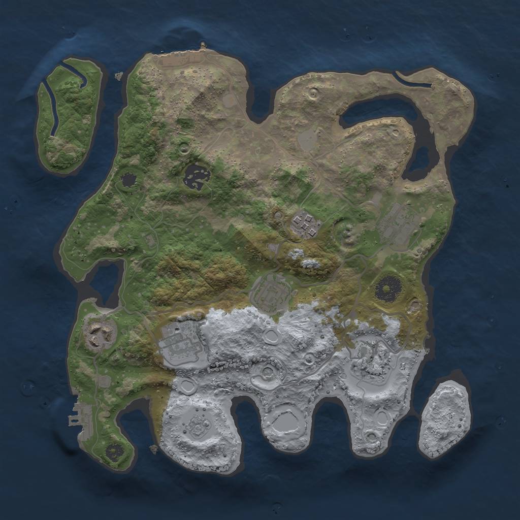 Rust Map: Procedural Map, Size: 3000, Seed: 1369393887, 16 Monuments