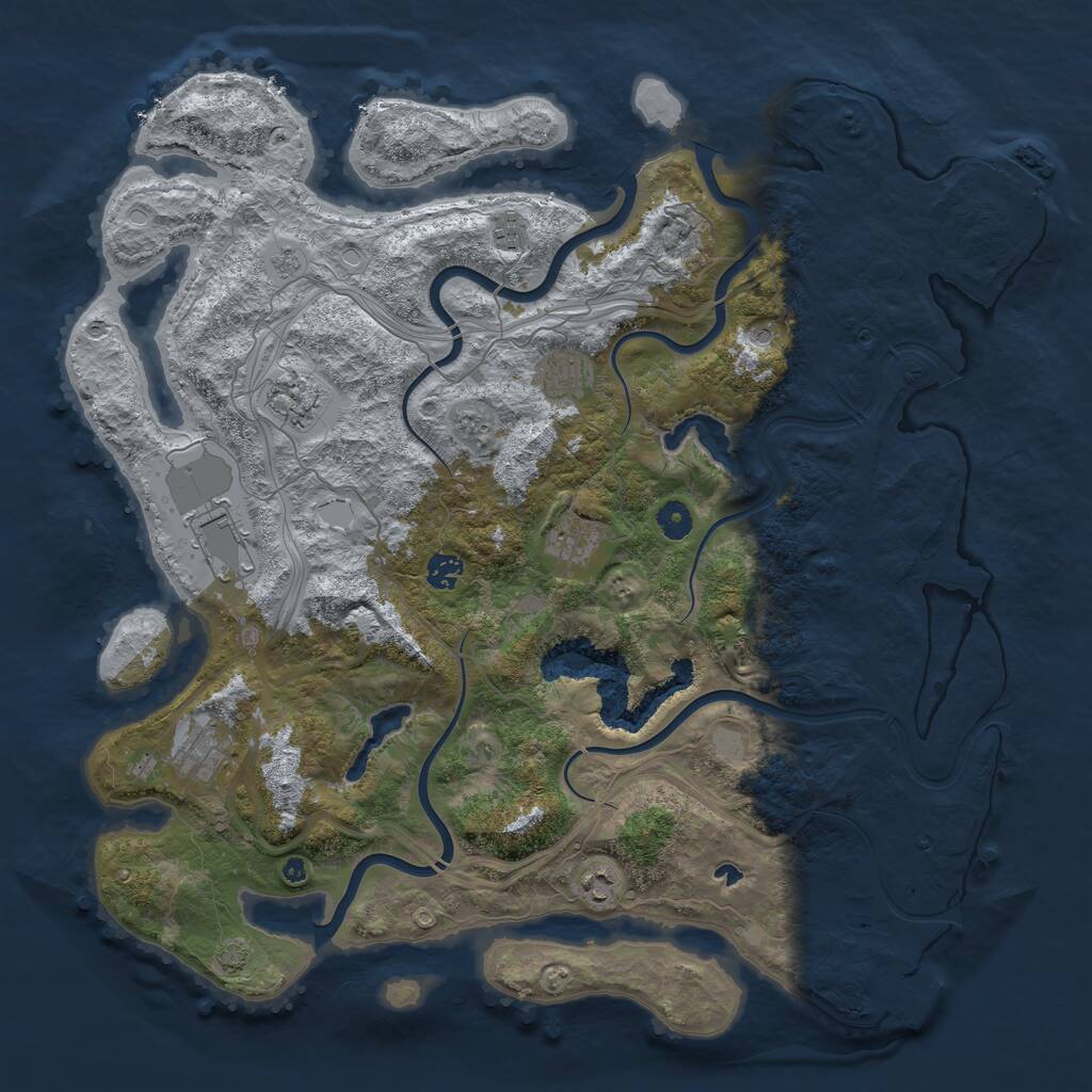 Rust Map: Procedural Map, Size: 4500, Seed: 741296494, 14 Monuments