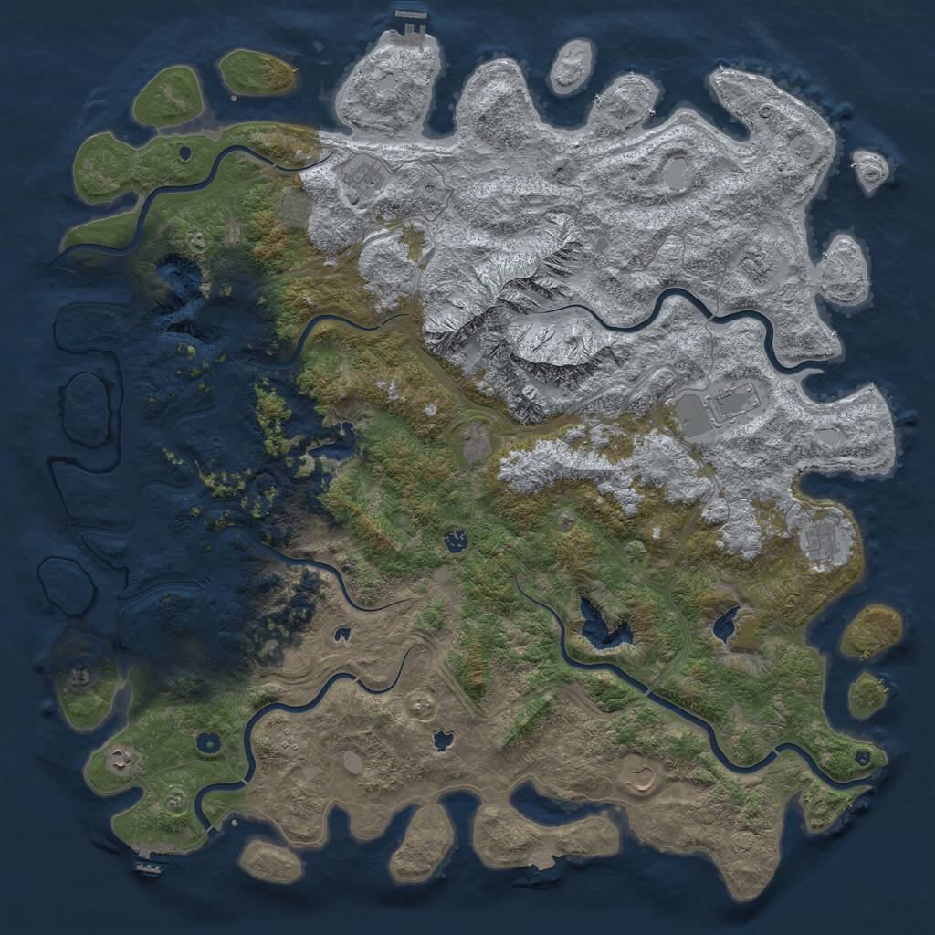 Rust Map: Procedural Map, Size: 6000, Seed: 2130034, 17 Monuments