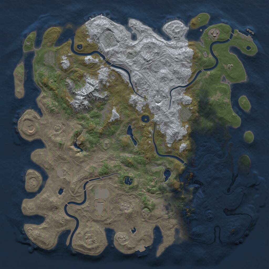 Rust Map: Procedural Map, Size: 5000, Seed: 1568486, 16 Monuments