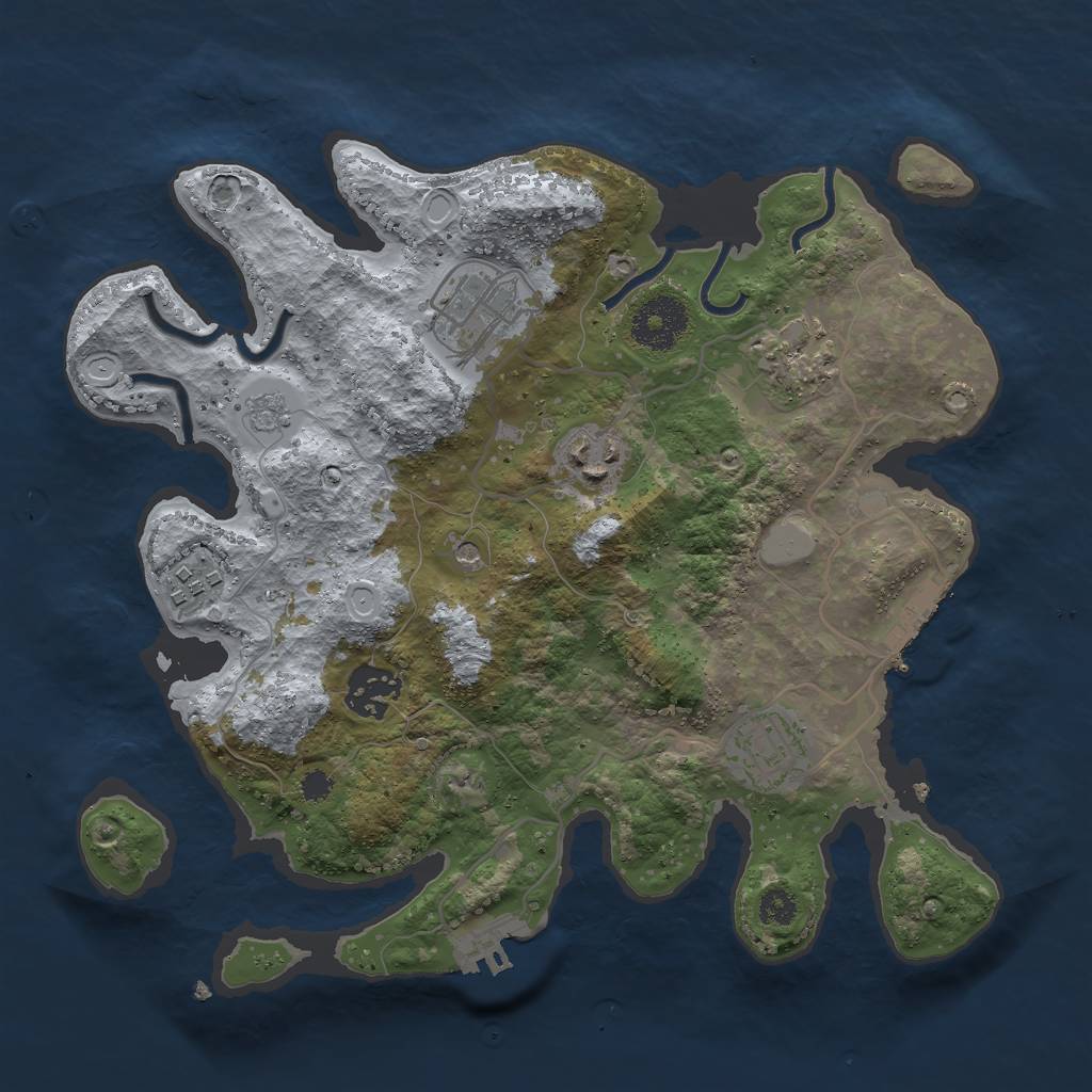 Rust Map: Procedural Map, Size: 3000, Seed: 754313124, 15 Monuments