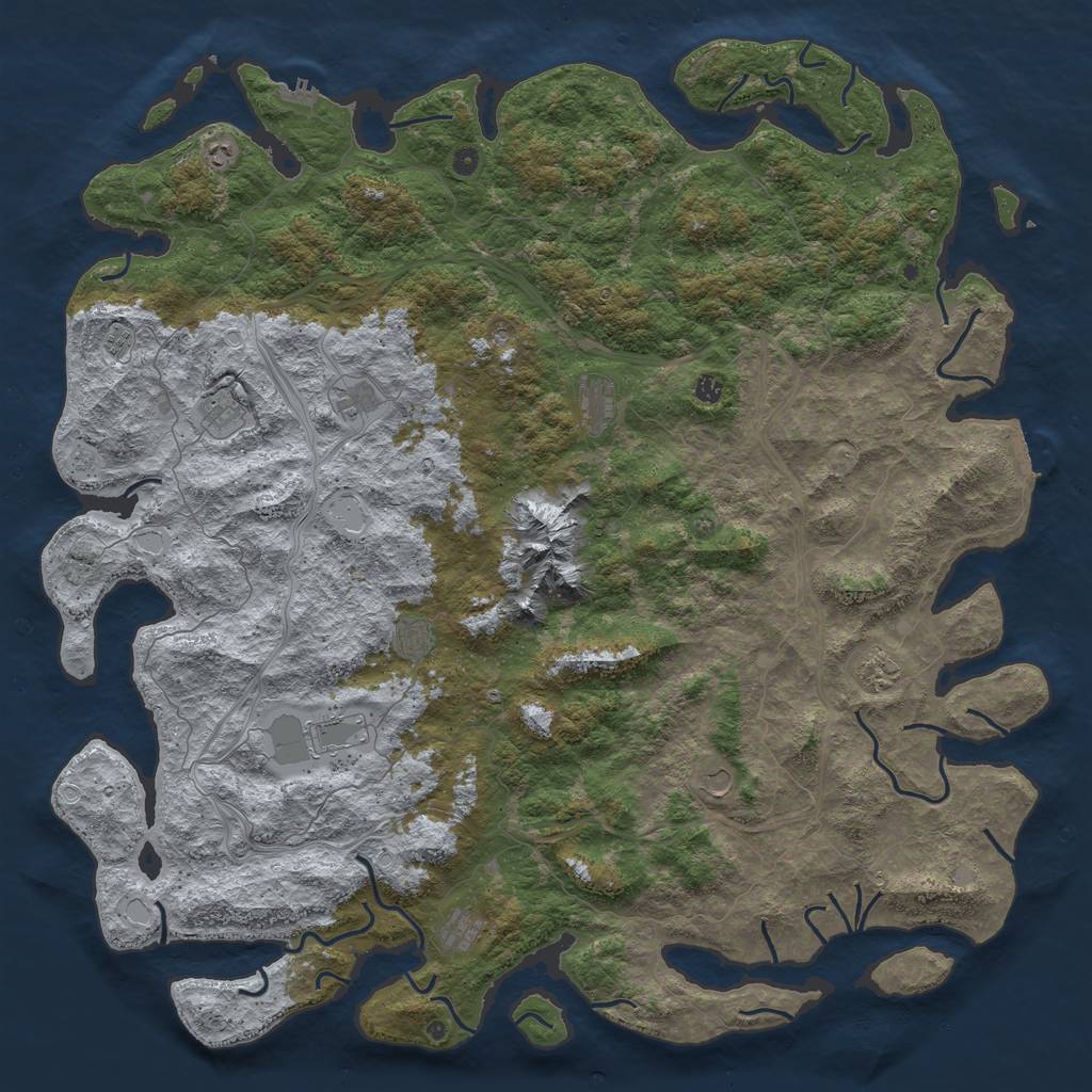 Rust Map: Procedural Map, Size: 6000, Seed: 54649674, 18 Monuments