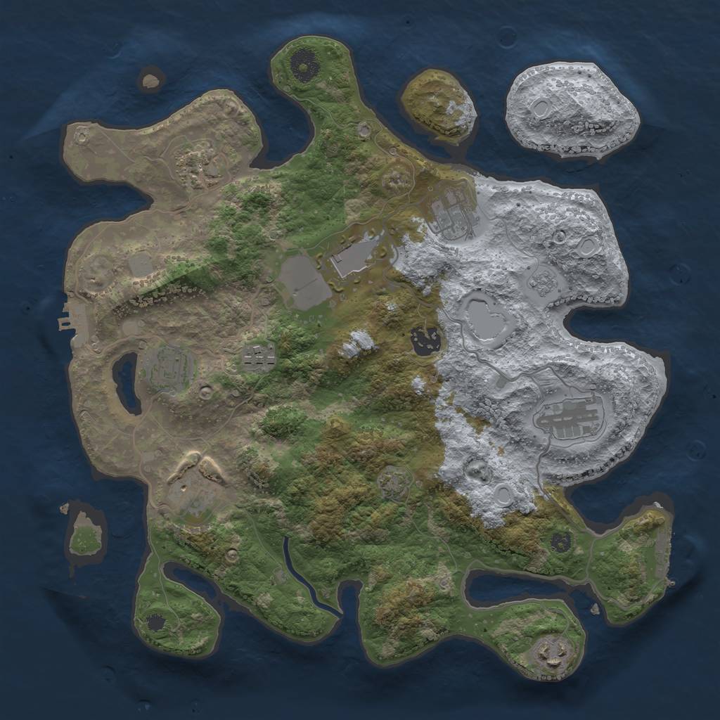 Rust Map: Procedural Map, Size: 3500, Seed: 1170611, 16 Monuments