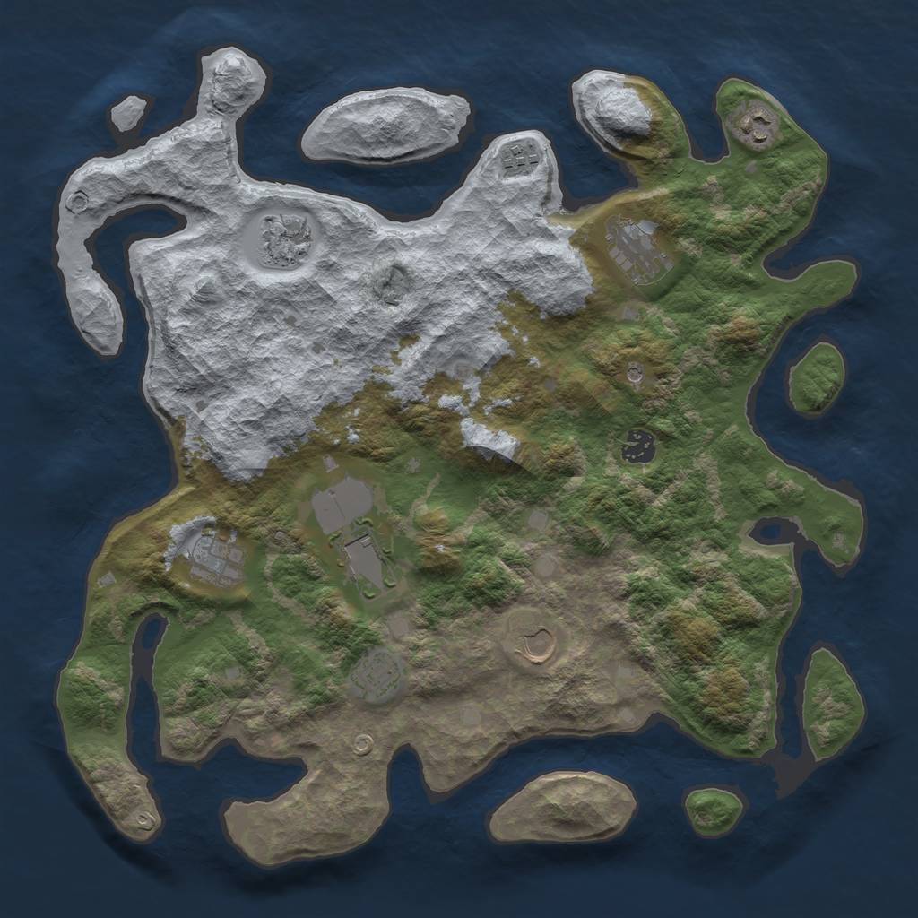 Rust Map: Barren, Size: 4000, Seed: 1577769141, 12 Monuments