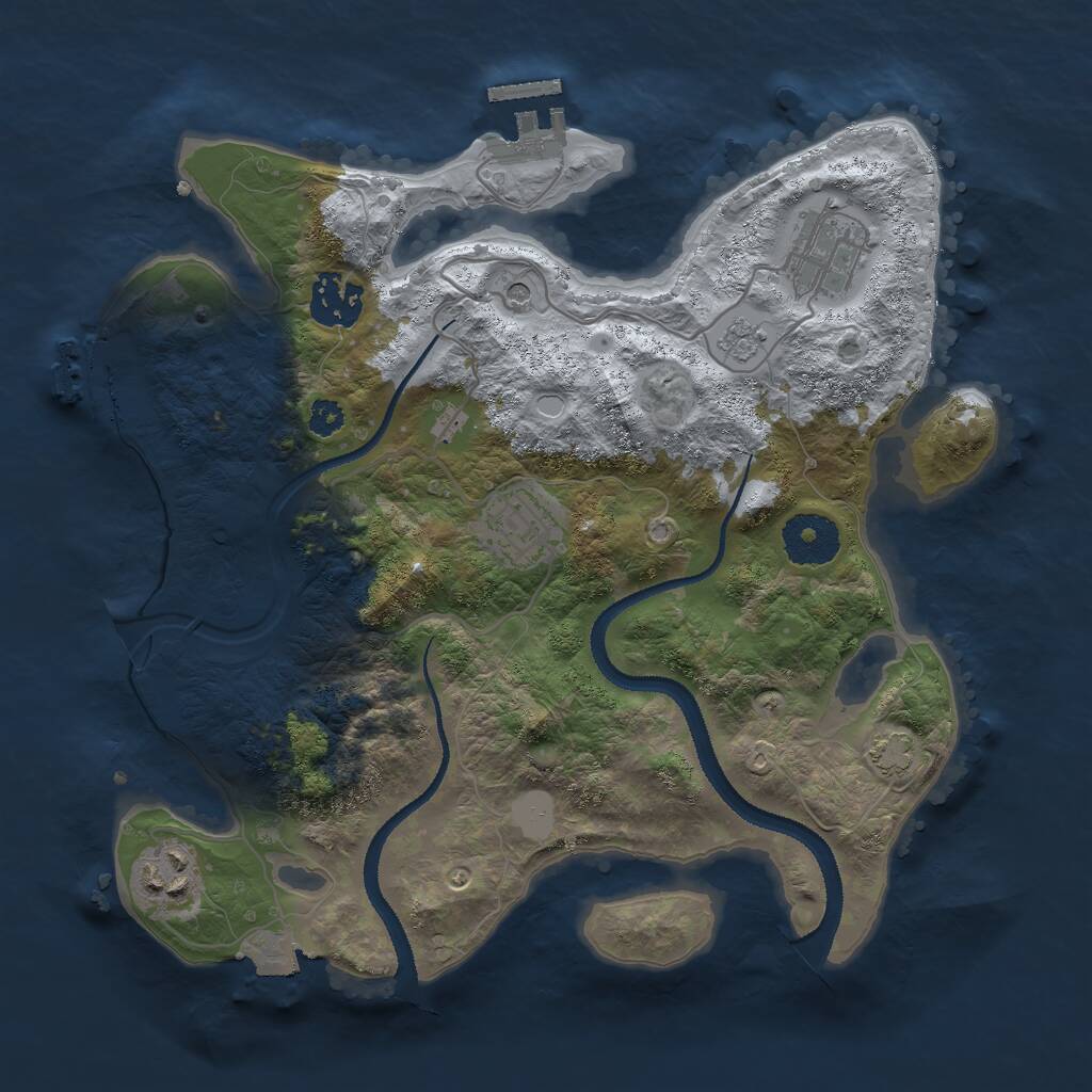 Rust Map: Procedural Map, Size: 3000, Seed: 2081254049, 10 Monuments