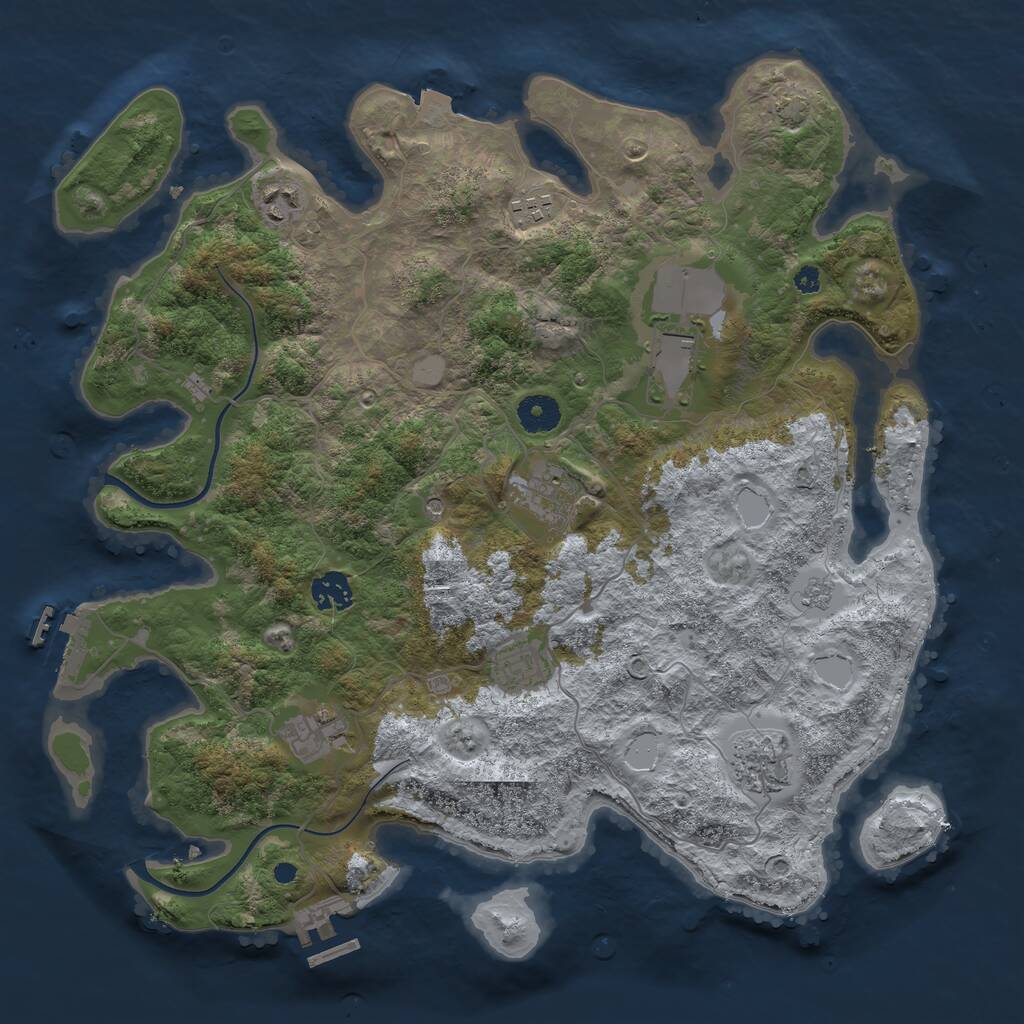 Rust Map: Procedural Map, Size: 3800, Seed: 5686, 14 Monuments