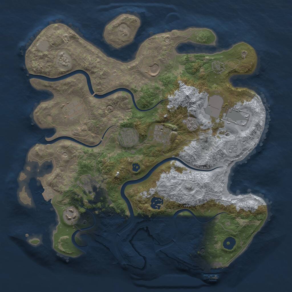 Rust Map: Procedural Map, Size: 3500, Seed: 687020666, 14 Monuments